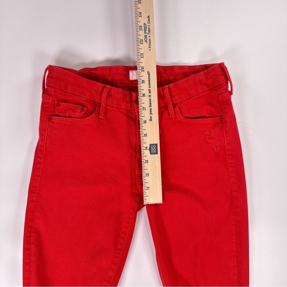 MOTHER Women’s Skinny Jeans Red Firecracker Ankle Size 27 - Picture 10 of 12